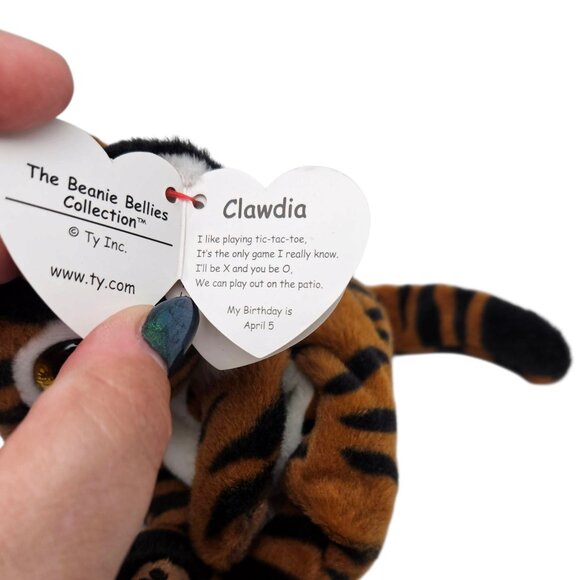 Ty Beanie Bellies Collection Clawdia the Tiger 2022 Stuffed Animal Plush Toy - Picture 3 of 6